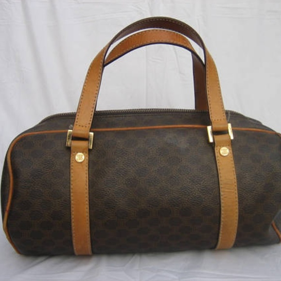 Celine Handbags - Vintage CELINE Macadam Canvas & Leather Satchel